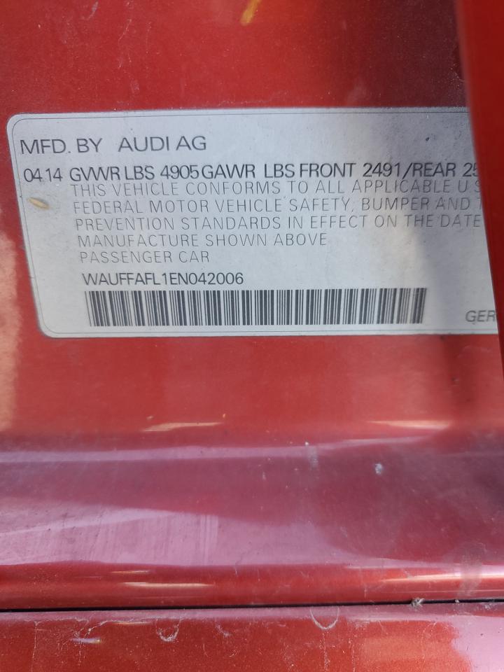2014 Audi A4 Premium Plus VIN: WAUFFAFL1EN042006 Lot: 91852395
