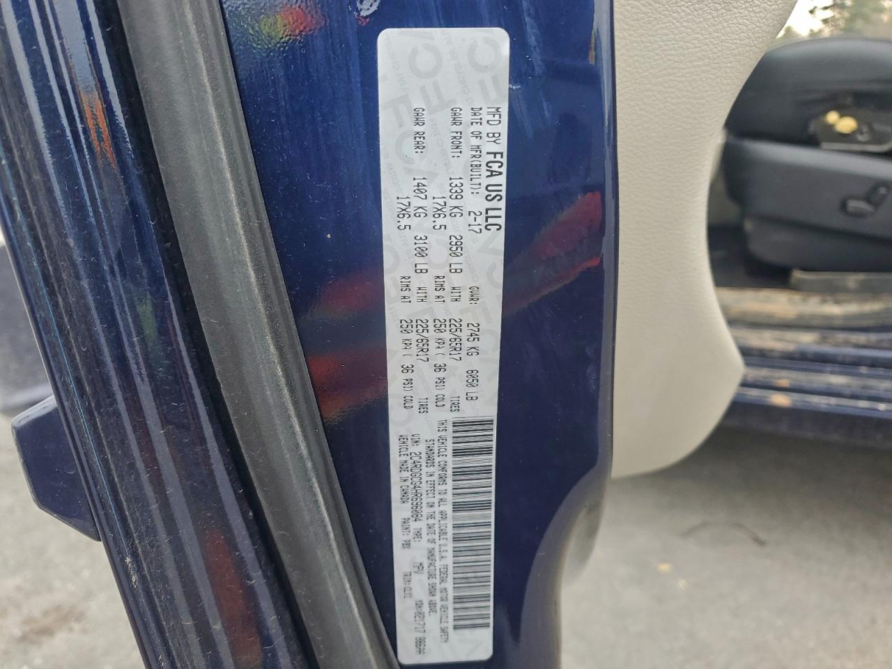 2017 Dodge Grand Caravan Sxt VIN: 2C4RDGCG4HR696084 Lot: 93377405