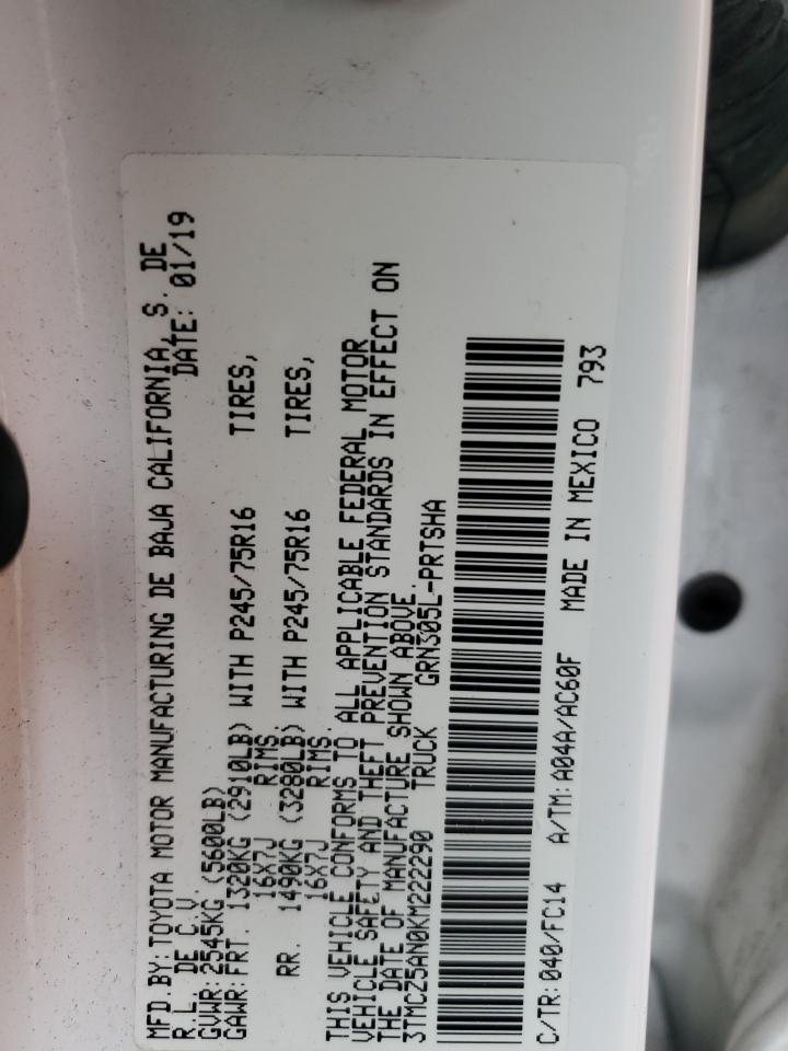 2019 Toyota Tacoma Double Cab VIN: 3TMCZ5AN0KM222290 Lot: 91453045