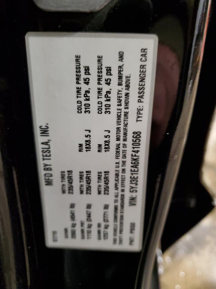 2019 Tesla Model 3 VIN: 5YJ3E1EA6KF410568 Lot: 92532335