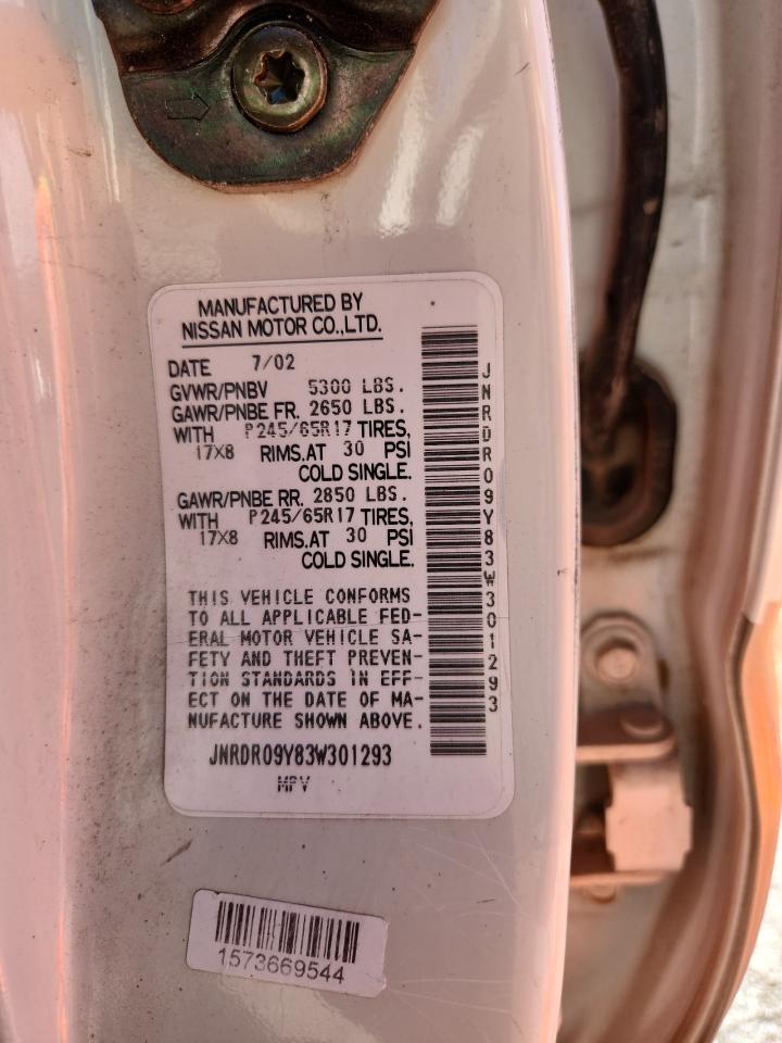 2003 Infiniti Qx4 VIN: JNRDR09Y83W301293 Lot: 90079565