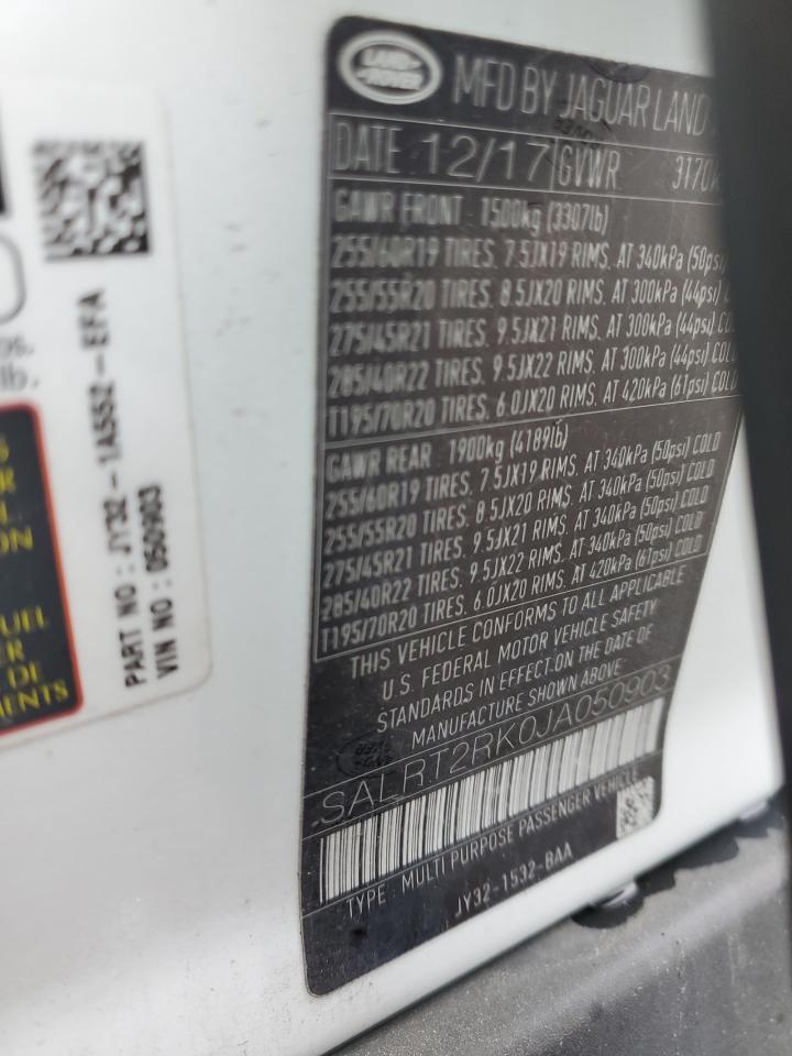 2018 Land Rover Discovery Hse Luxury VIN: SALRT2RK0JA050903 Lot: 92904095