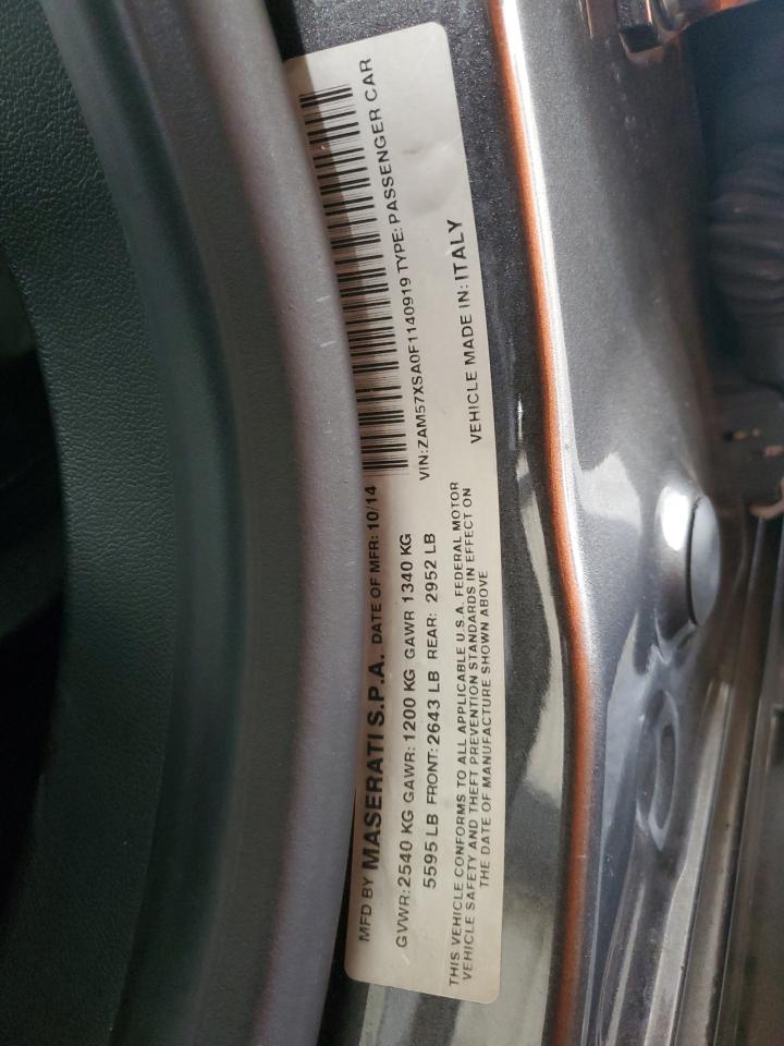 2015 Maserati Ghibli VIN: ZAM57XSA0F1140919 Lot: 91357955