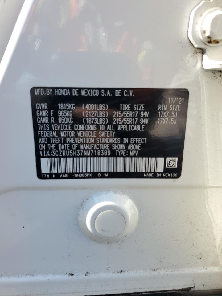 2022 Honda Hr-V Lx VIN: 3CZRU5H37NM718389 Lot: 89455115