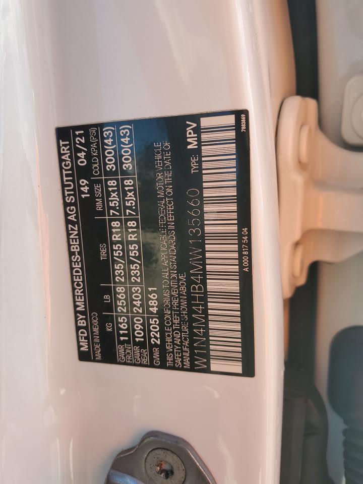 2021 Mercedes-Benz Glb 250 4Matic VIN: W1N4M4HB4MW135660 Lot: 92159765