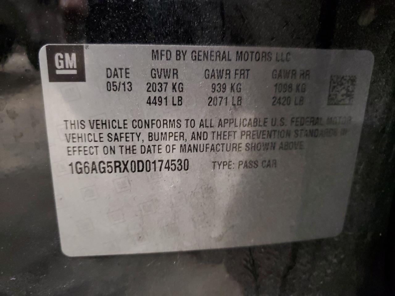 2013 Cadillac Ats VIN: 1G6AG5RX0D0174530 Lot: 93627655