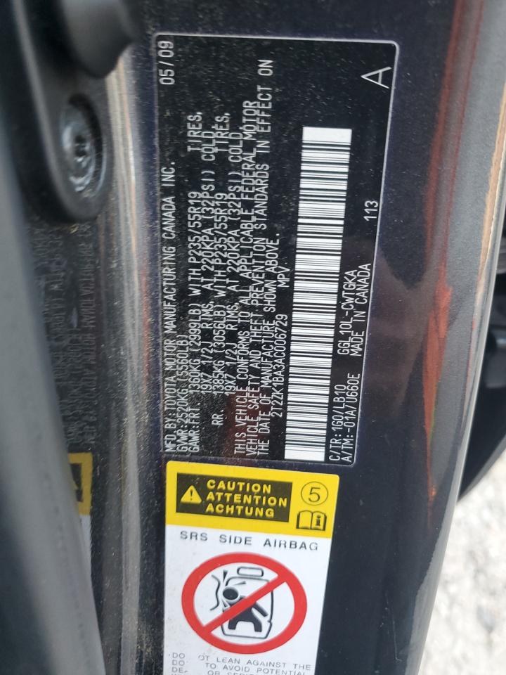 2010 Lexus Rx 350 VIN: 2T2ZK1BA3AC006729 Lot: 91792005