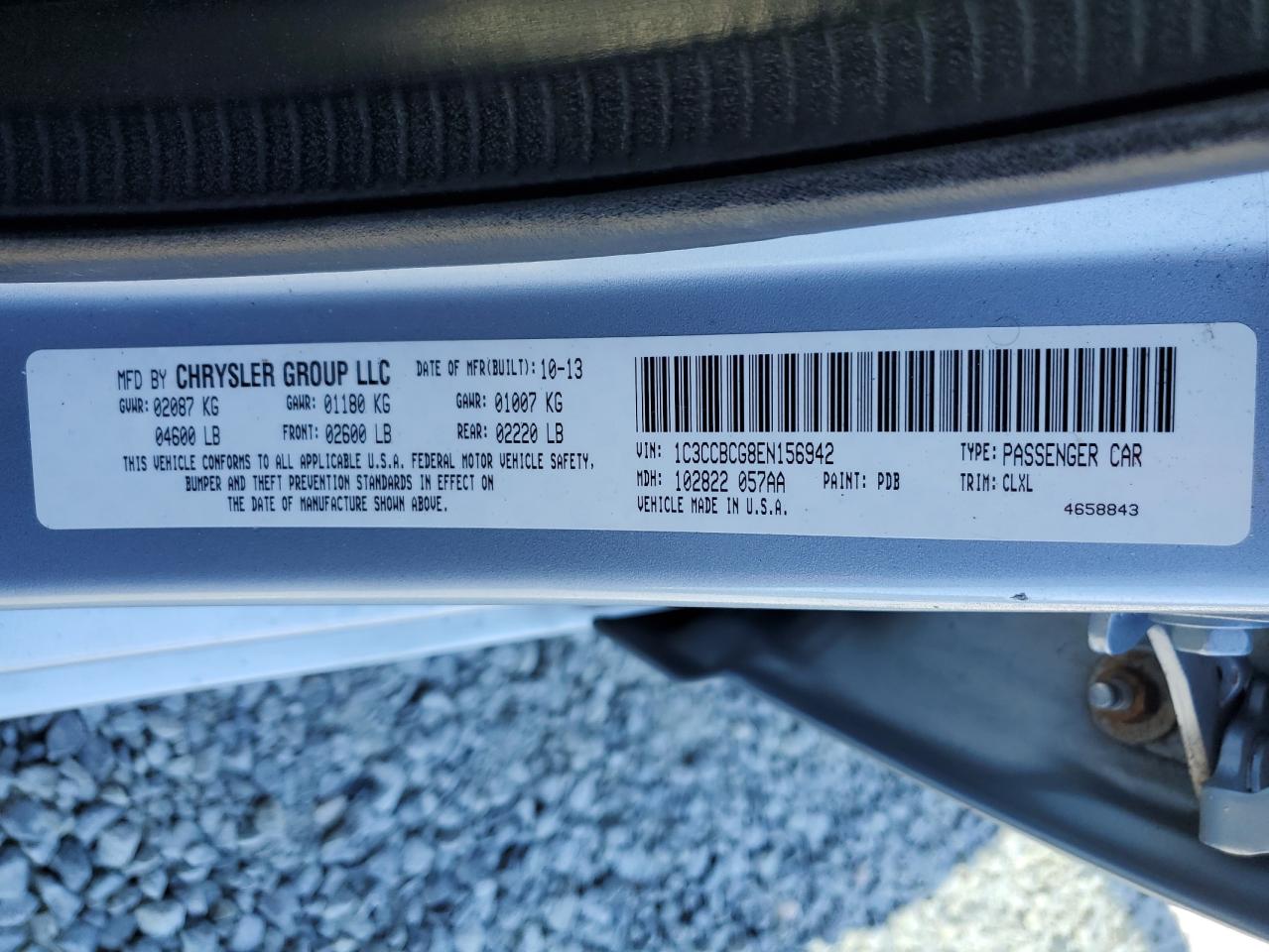 2014 Chrysler 200 Limited VIN: 1C3CCBCG8EN156942 Lot: 92414495