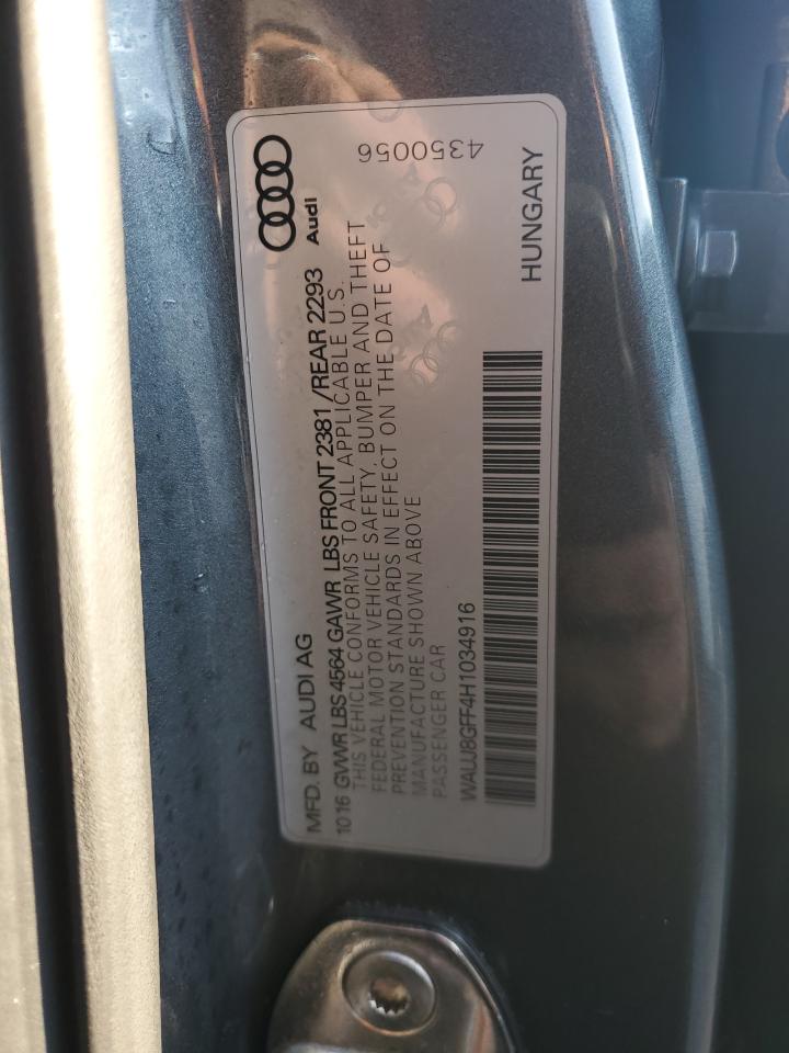 2017 Audi A3 Premium Plus VIN: WAUJ8GFF4H1034916 Lot: 91817905