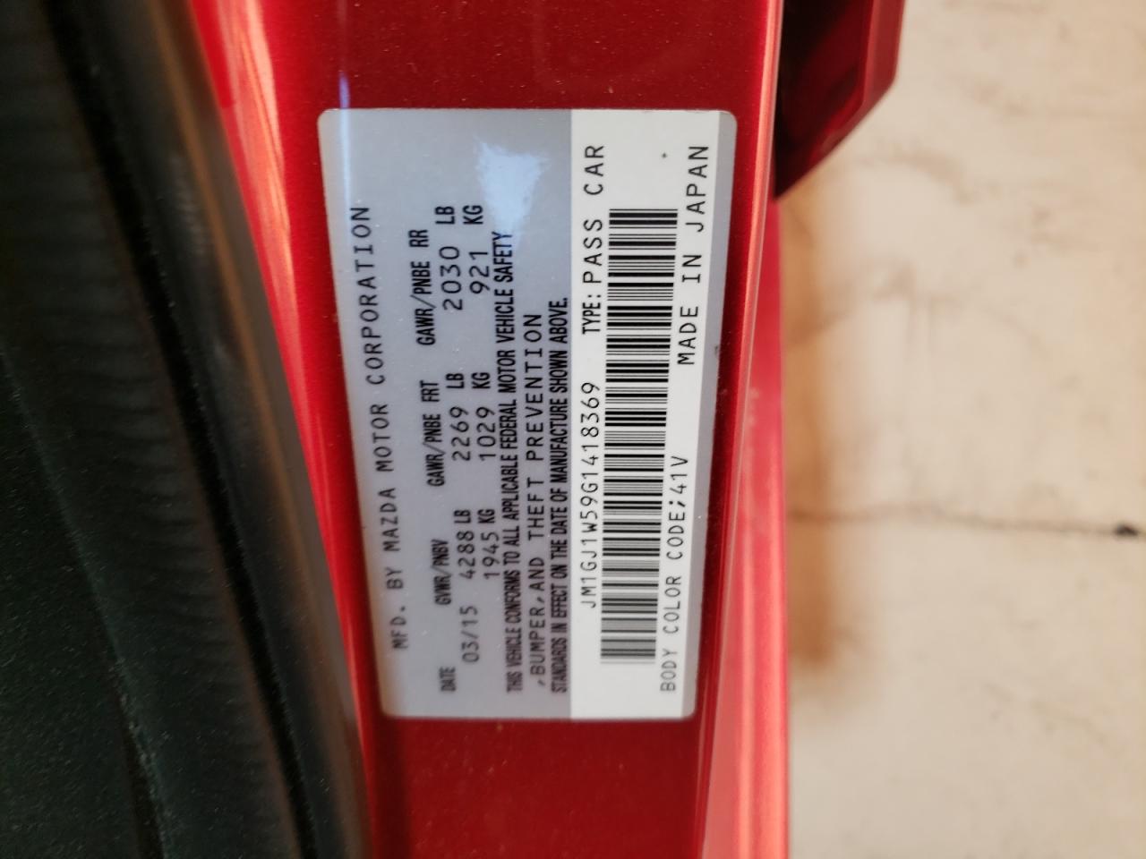 2016 Mazda 6 Grand Touring VIN: JM1GJ1W59G1418369 Lot: 92317885