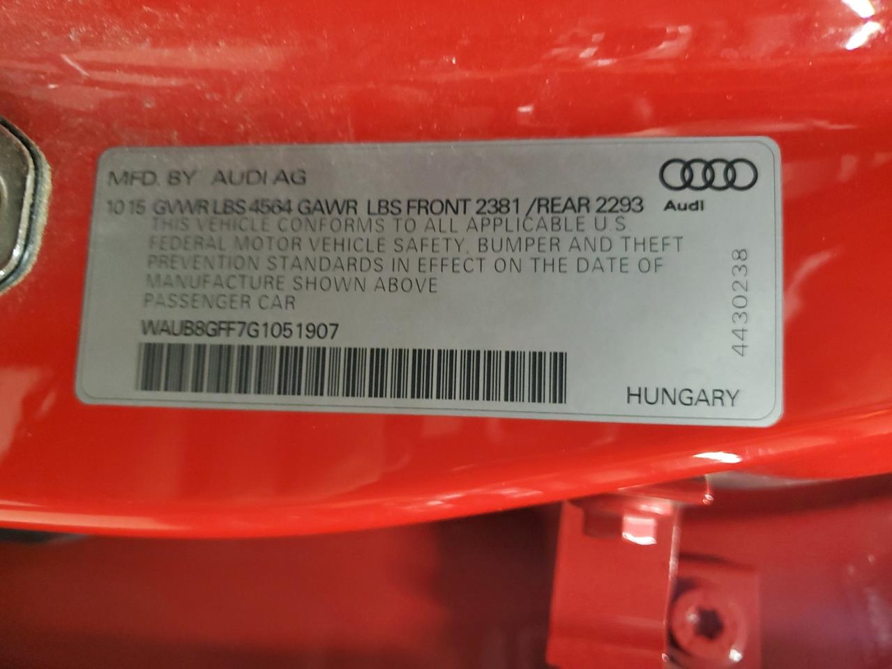 2016 Audi A3 Premium VIN: WAUB8GFF7G1051907 Lot: 91678135