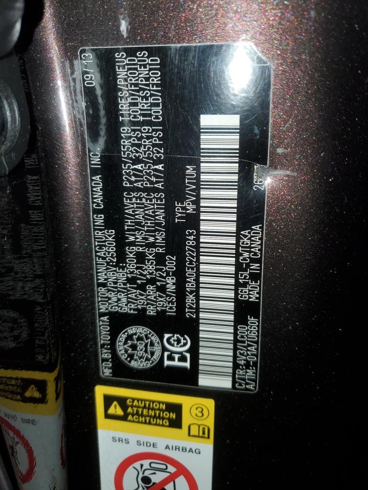 2014 Lexus Rx 350 Base VIN: 2T2BK1BA0EC227843 Lot: 91893105