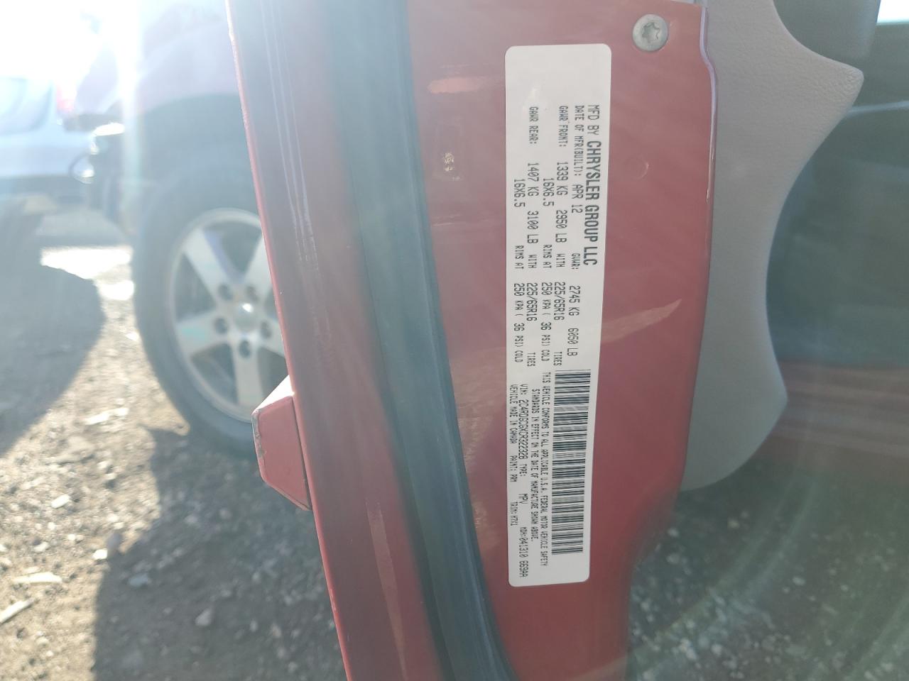 2012 Dodge Grand Caravan Sxt VIN: 2C4RDGCGXCR322328 Lot: 91838905