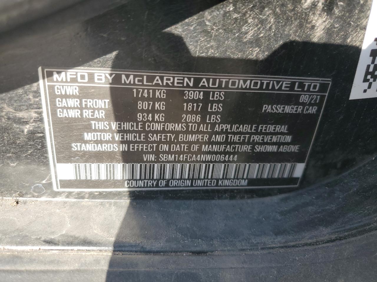 SBM14FCA4NW006444 2022 Mclaren Automotive 720S