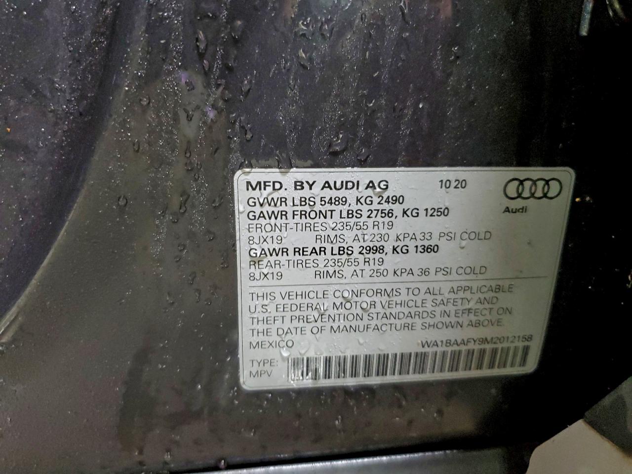 2021 Audi Q5 Premium Plus VIN: WA1BAAFY9M2012158 Lot: 94477305