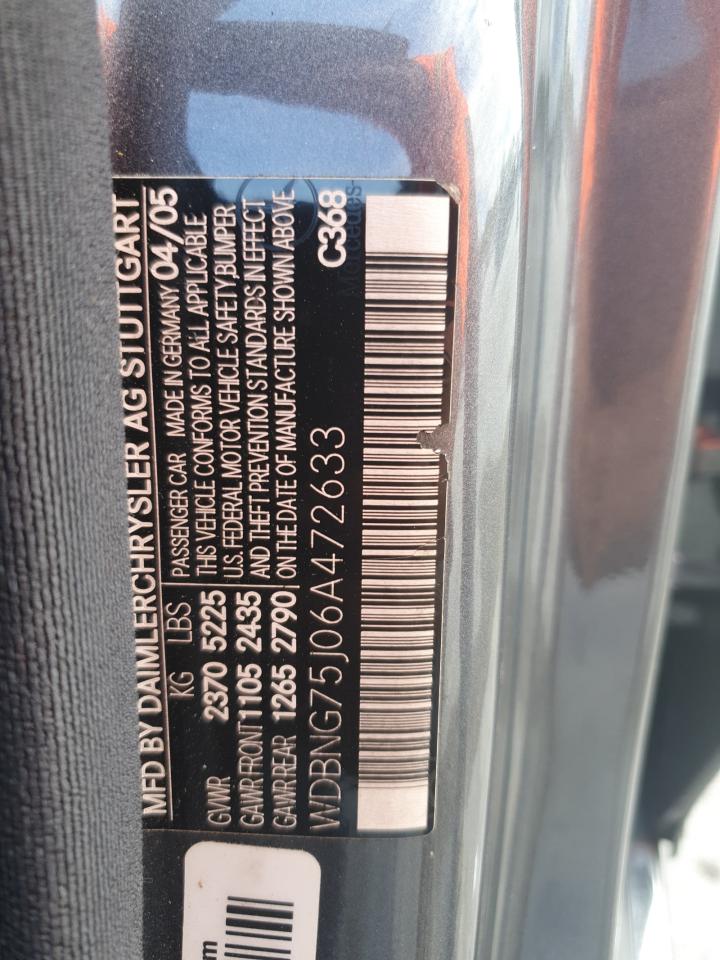 2006 Mercedes-Benz S 500 VIN: WDBNG75J06A472633 Lot: 93149455