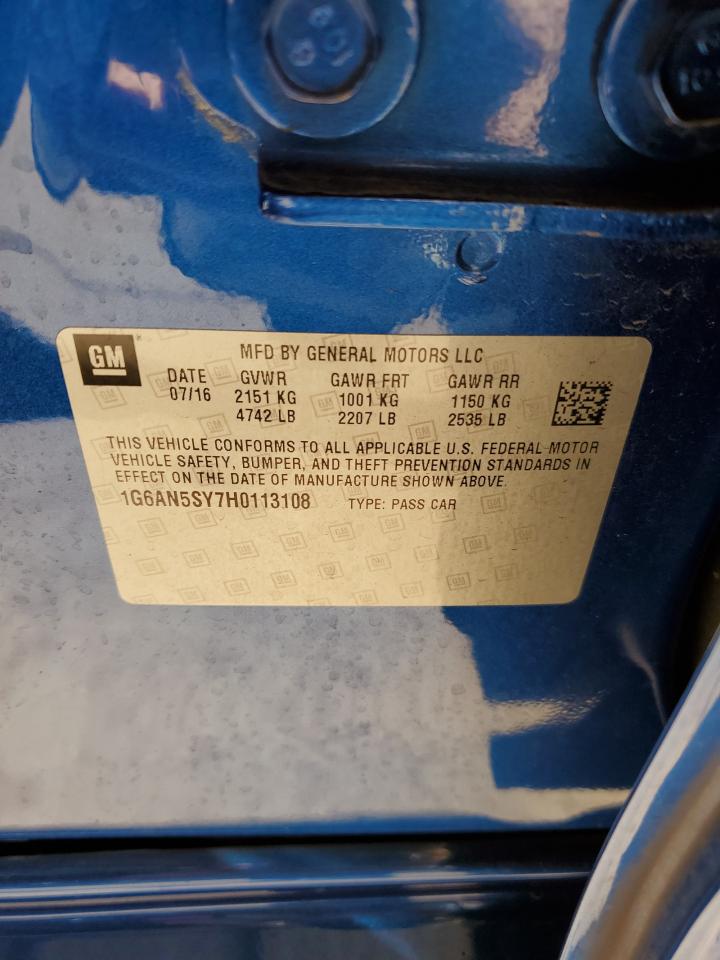 2017 Cadillac Ats-V VIN: 1G6AN5SY7H0113108 Lot: 91673535