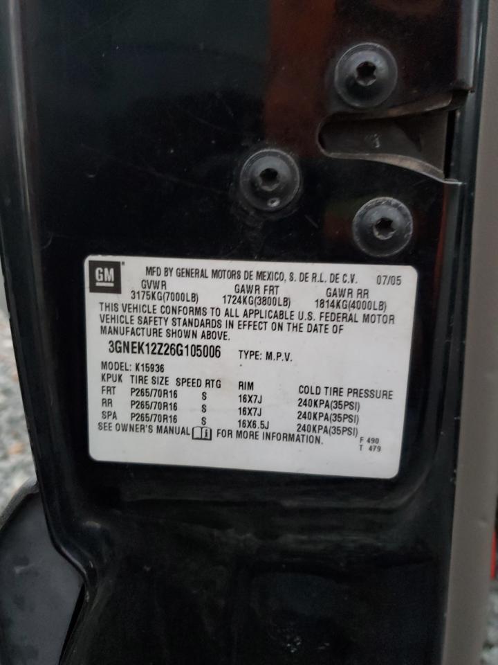 2006 Chevrolet Avalanche K1500 VIN: 3GNEK12Z26G105006 Lot: 93781465