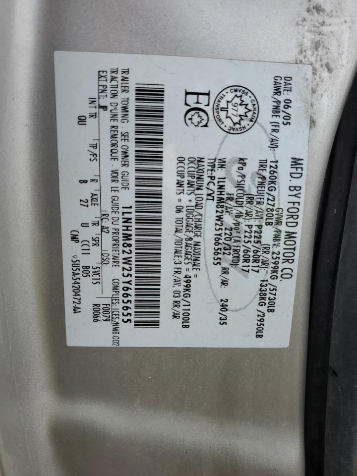 2005 Lincoln Town Car Signature Limited VIN: 1LNHM82W25Y665655 Lot: 91290975