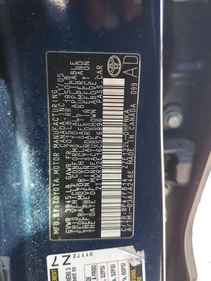 2006 Toyota Corolla Matrix Xr VIN: 2T1KR32E16C576896 Lot: 91603025