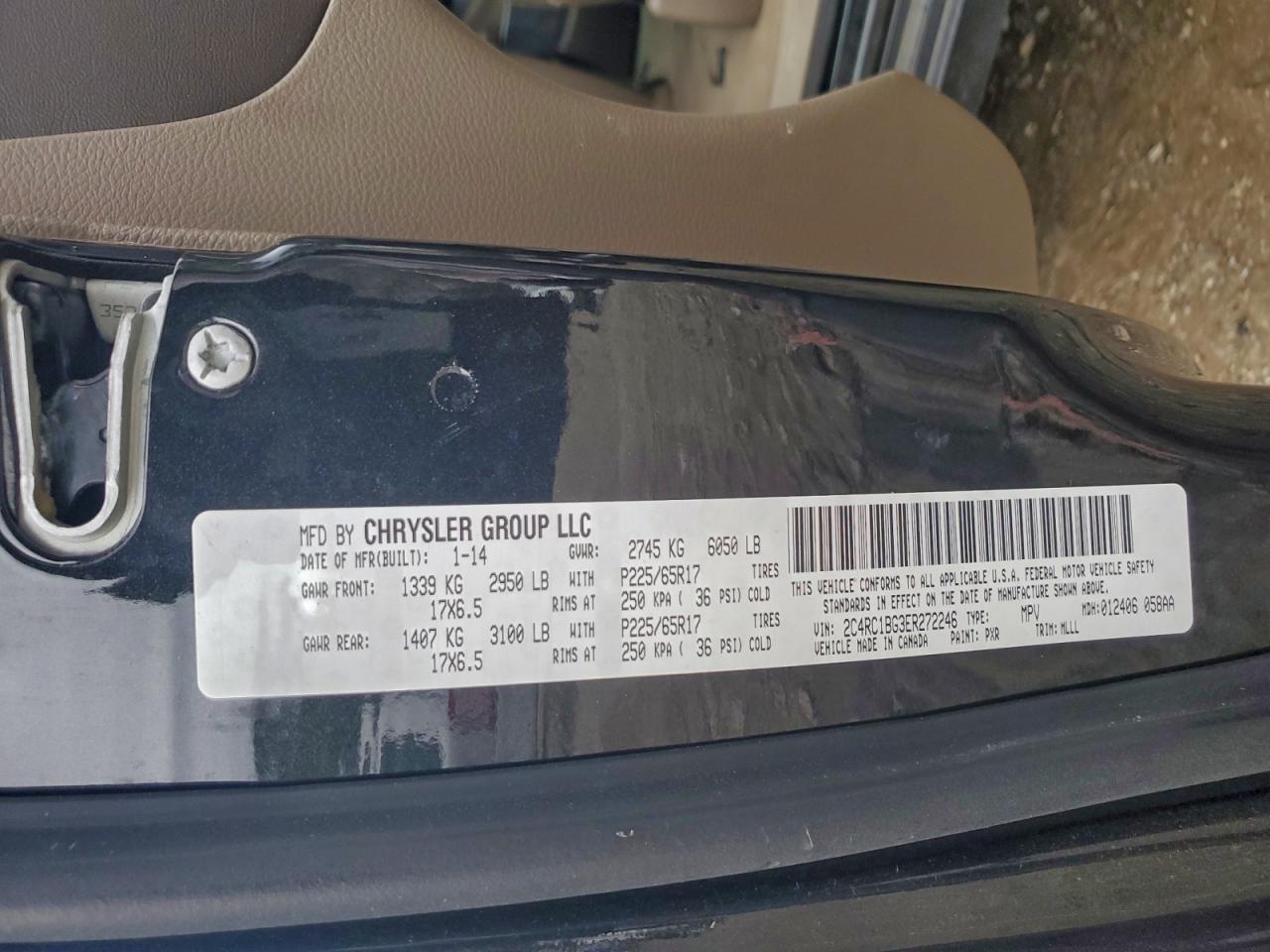 2014 Chrysler Town & Country Touring VIN: 2C4RC1BG3ER272246 Lot: 93706645