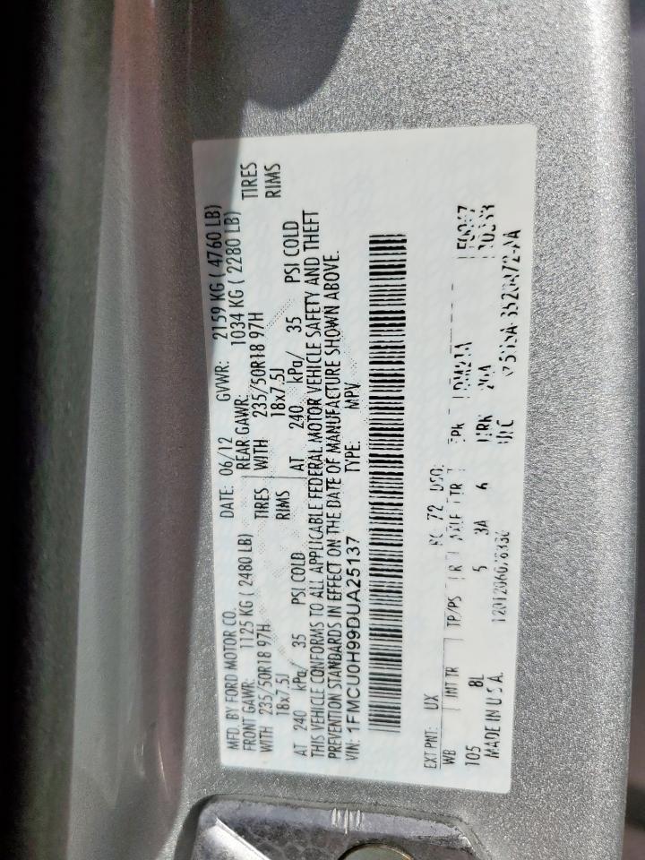 2013 Ford Escape Sel VIN: 1FMCU0H99DUA25137 Lot: 92567945