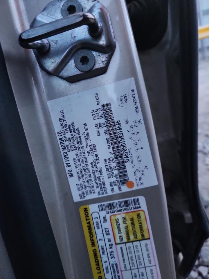 2017 Ford Fusion Se VIN: 3FA6P0HD1HR316666 Lot: 93200295