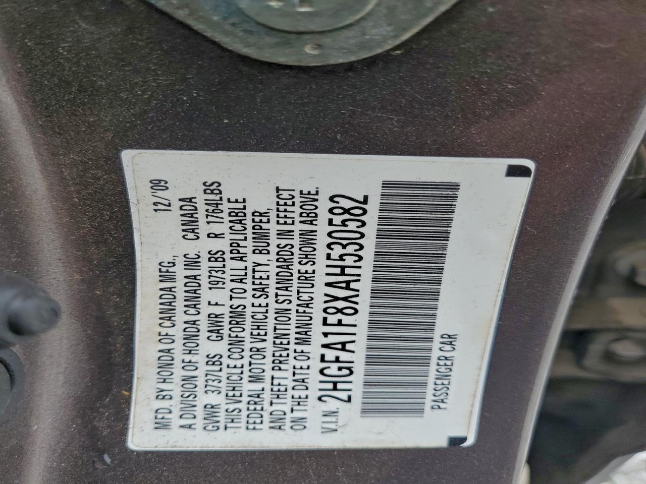 2010 Honda Civic Ex VIN: 2HGFA1F8XAH530582 Lot: 93952055