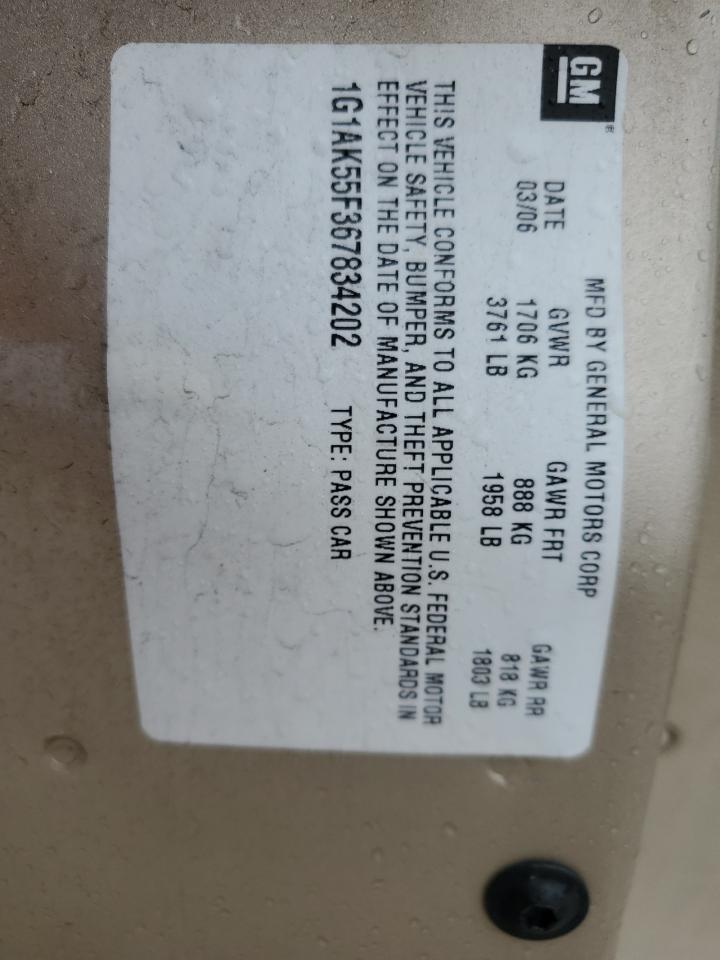 2006 Chevrolet Cobalt Ls VIN: 1G1AK55F367834202 Lot: 93372175