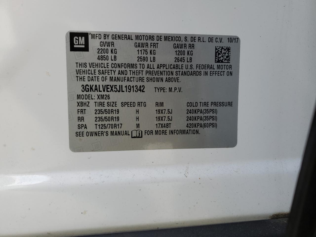 2018 GMC Terrain Slt VIN: 3GKALVEX5JL191342 Lot: 93390235