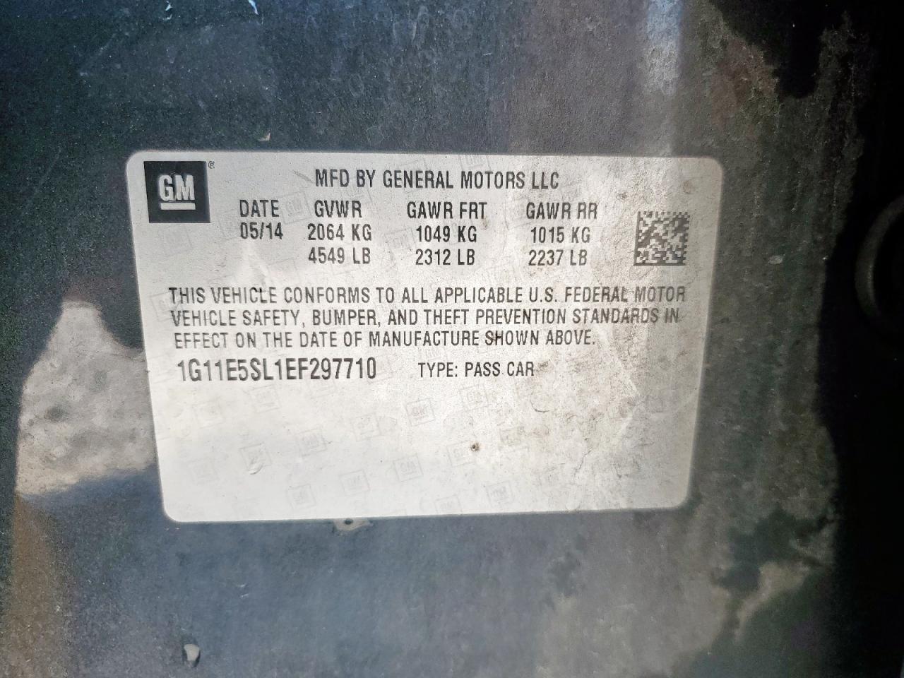 2014 Chevrolet Malibu 2Lt VIN: 1G11E5SL1EF297710 Lot: 93541715
