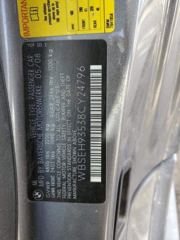 2008 BMW M6 VIN: WBSEH93538CY24796 Lot: 91861895