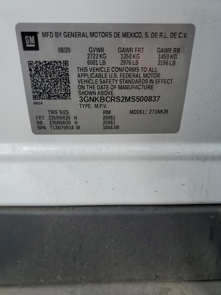 2021 Chevrolet Blazer 2Lt VIN: 3GNKBCRS2MS500837 Lot: 91841155