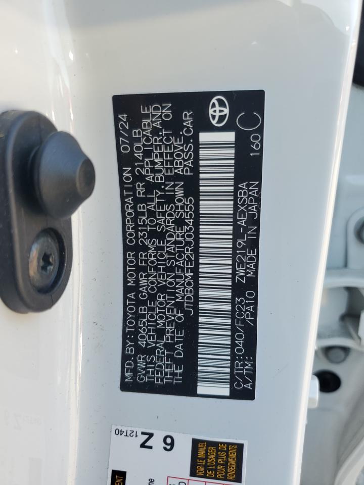 2024 Toyota Corolla Le VIN: JTDBCMFE2RJ034555 Lot: 92287185