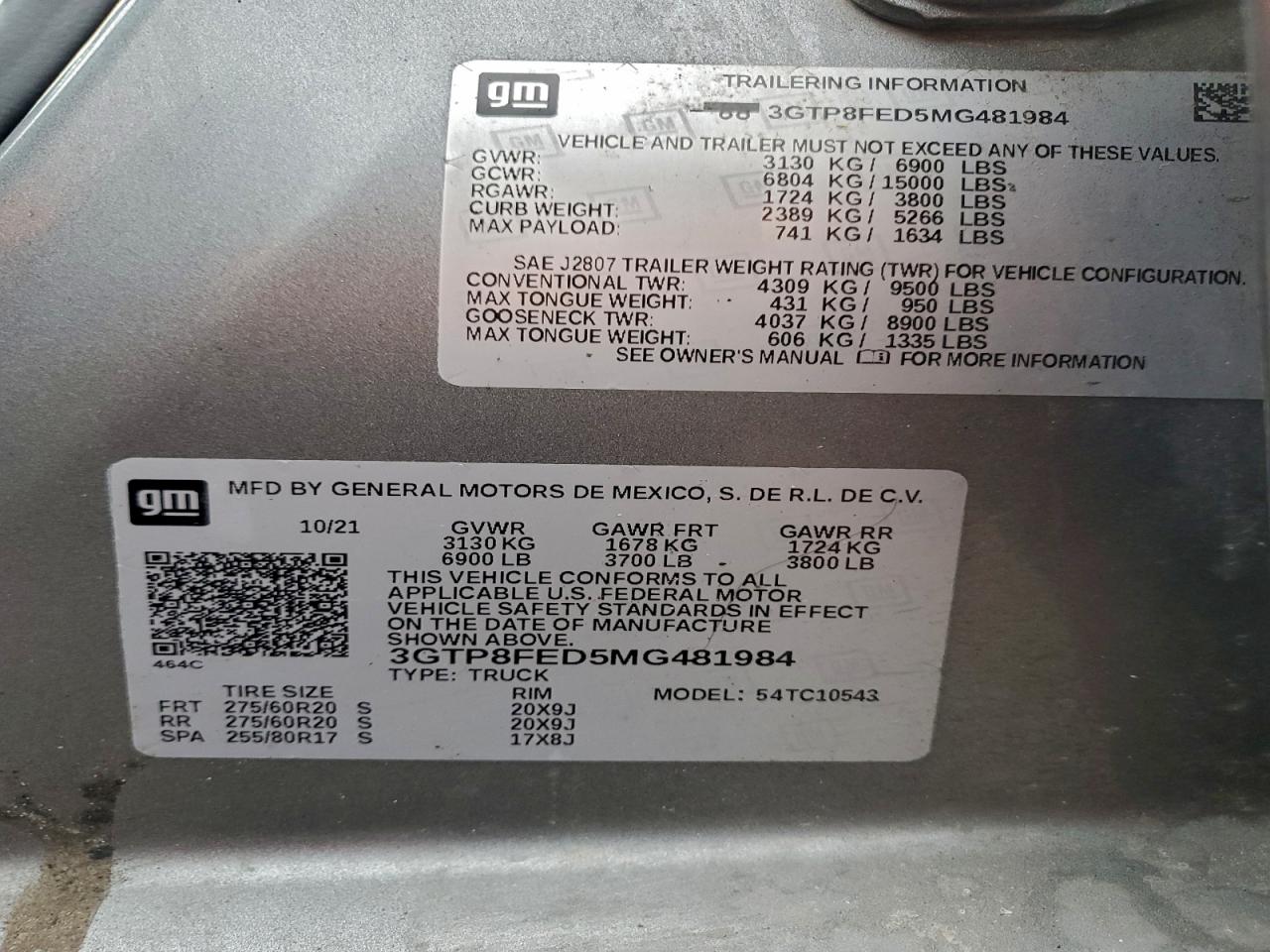 2021 GMC Sierra C1500 Denali VIN: 3GTP8FED5MG481984 Lot: 93049515