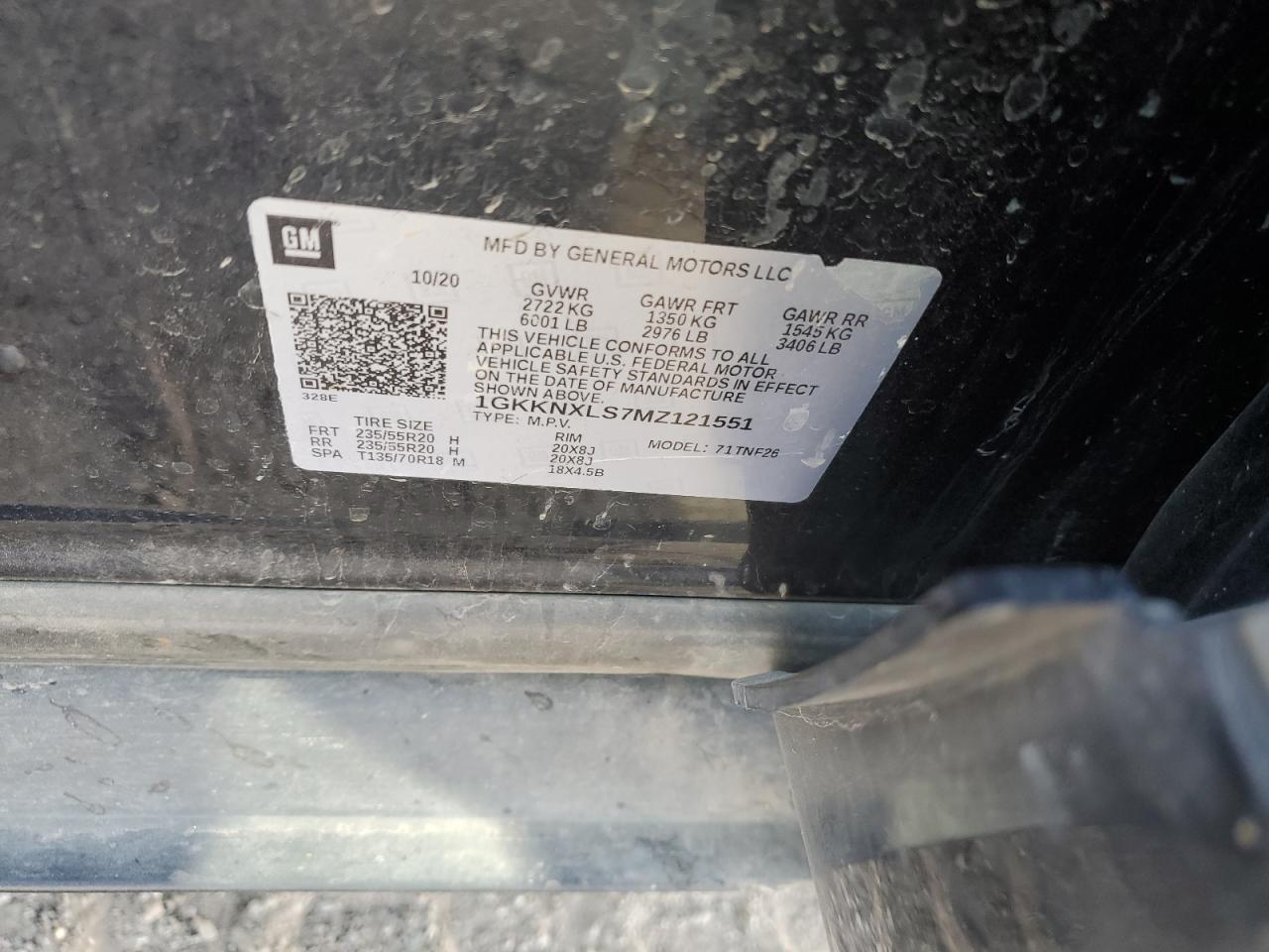 2021 GMC Acadia Denali VIN: 1GKKNXLS7MZ121551 Lot: 92473125