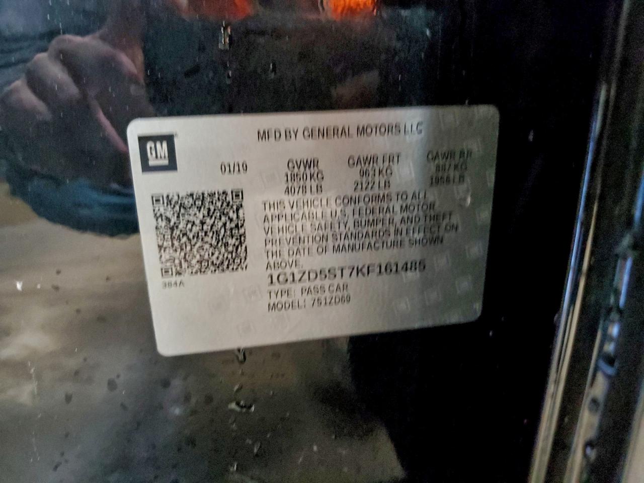 2019 Chevrolet Malibu Lt VIN: 1G1ZD5ST7KF161485 Lot: 94143525