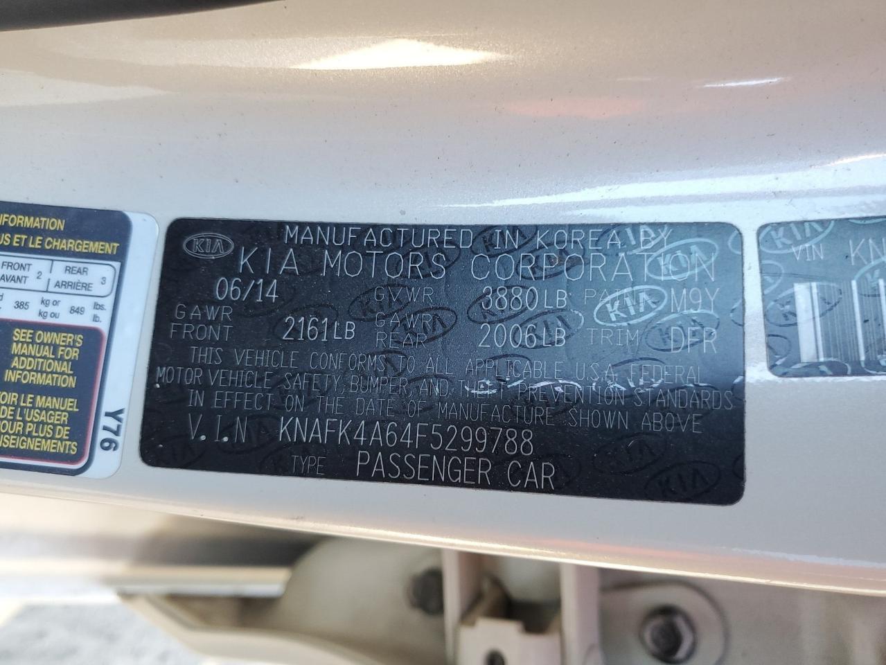2015 Kia Forte Lx VIN: KNAFK4A64F5299788 Lot: 92891395