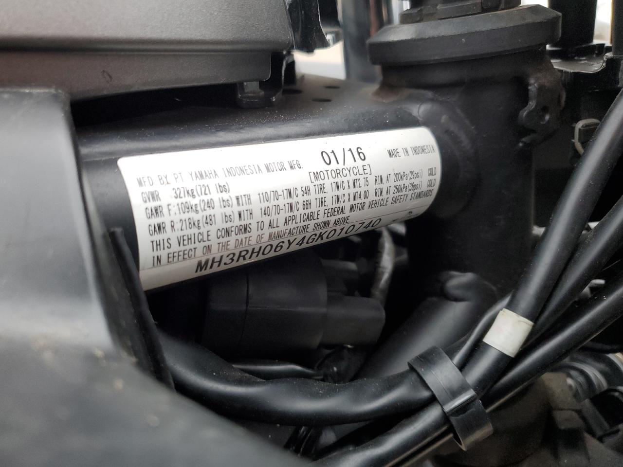 2016 Yamaha Yzfr3 VIN: MH3RH06Y4GK010740 Lot: 92190975