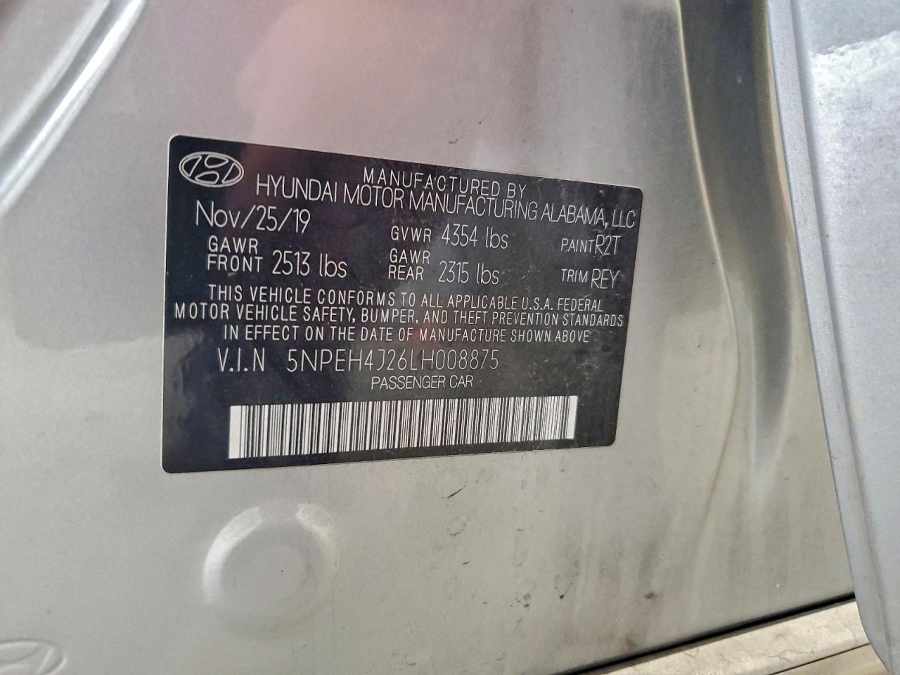 2020 Hyundai Sonata Limited VIN: 5NPEH4J26LH008875 Lot: 93911045