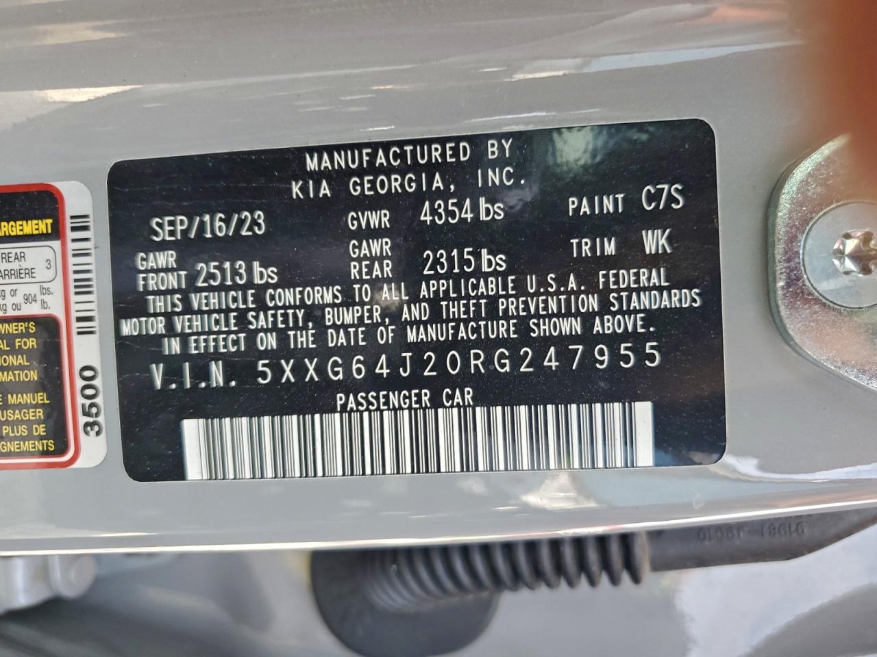 2024 Kia K5 Gt Line VIN: 5XXG64J20RG247955 Lot: 92922855