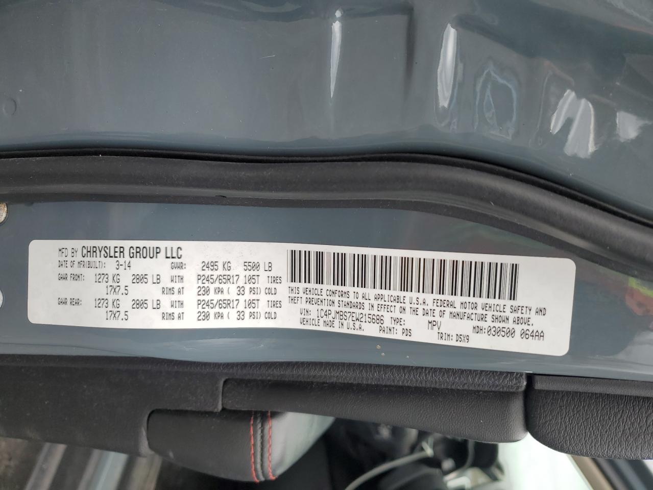 2014 Jeep Cherokee Trailhawk VIN: 1C4PJMBS7EW215686 Lot: 92113545