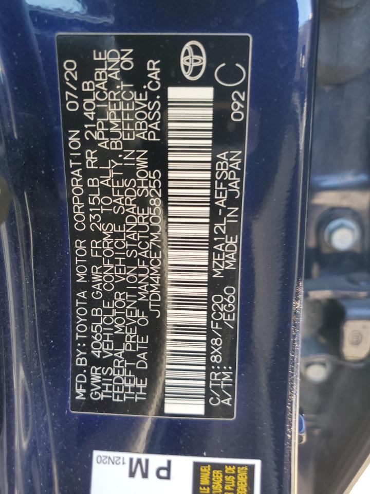 2021 Toyota Corolla Se VIN: JTDM4MCE7MJ058255 Lot: 92873545