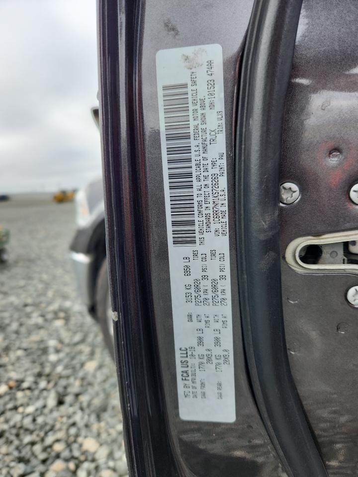 2019 Ram 1500 Classic Laramie VIN: 1C6RR7NM1KS726269 Lot: 91812505