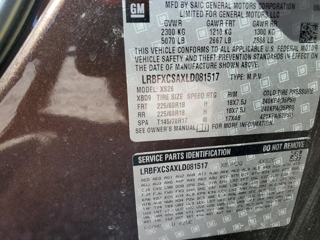 2020 Buick Envision Essence VIN: LRBFXCSAXLD081517 Lot: 91710645