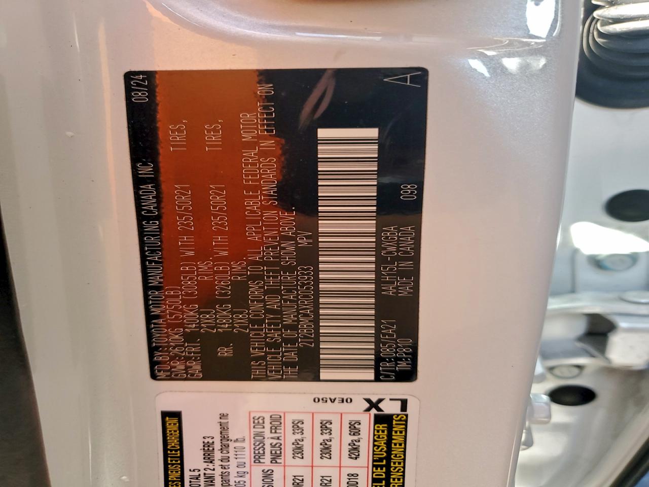 2024 Lexus Rx 350H Base VIN: 2T2BBMCAXRC053933 Lot: 93773425