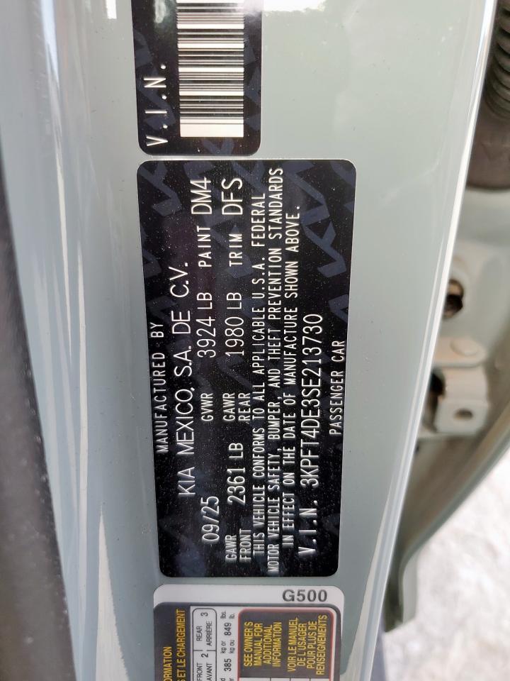 2025 Kia K4 Lx VIN: 3KPFT4DE3SE213730 Lot: 93007035