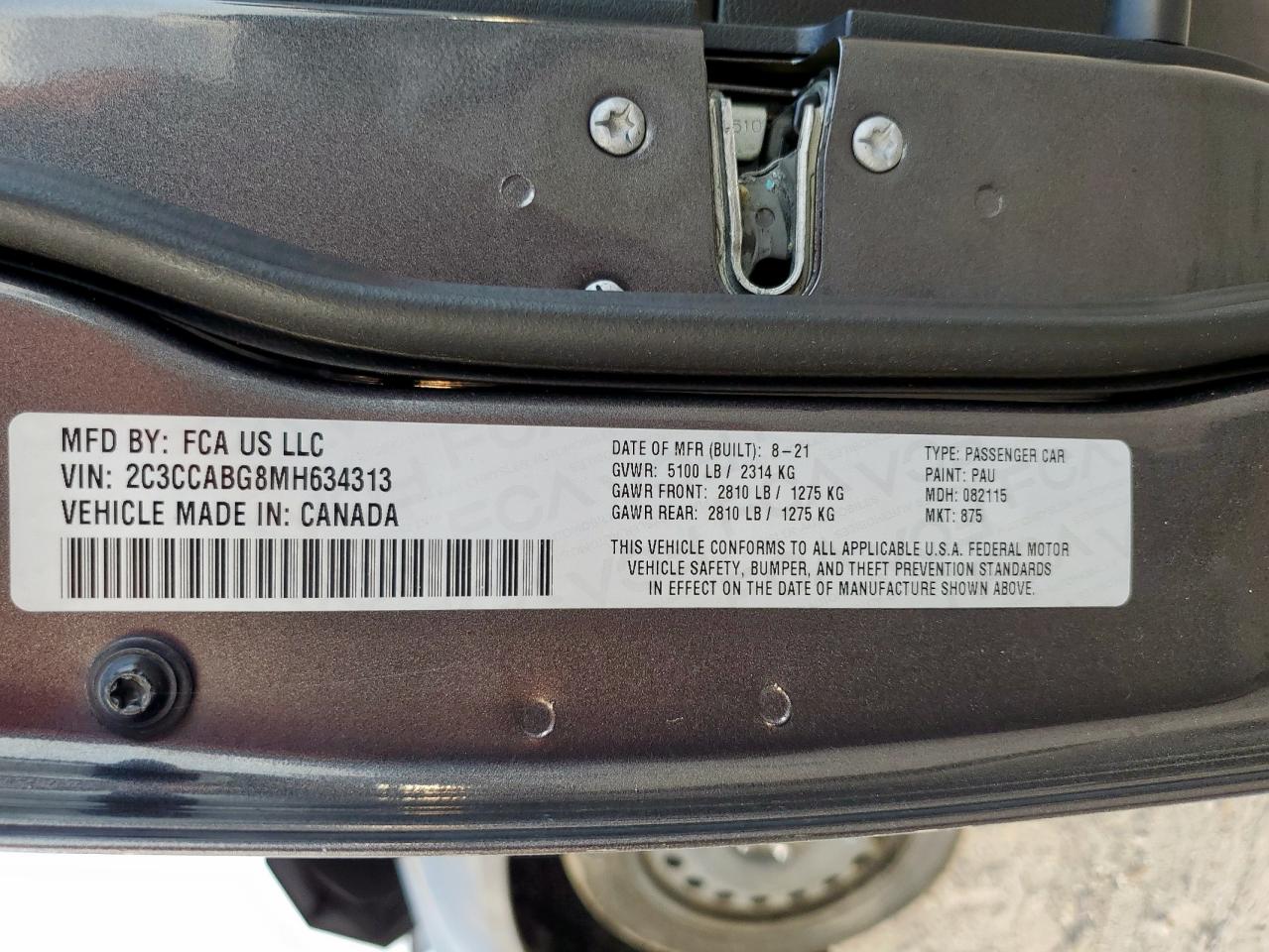 2021 Chrysler 300 S VIN: 2C3CCABG8MH634313 Lot: 92751515