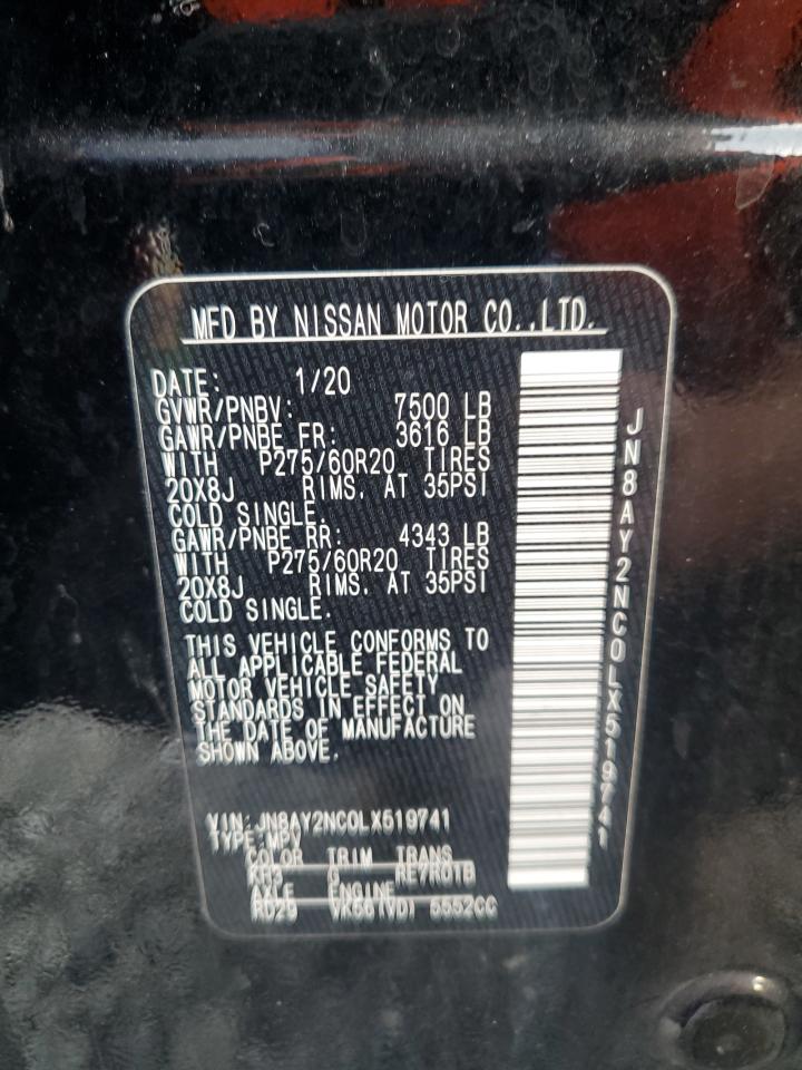 2020 Nissan Armada Sv VIN: JN8AY2NC0LX519741 Lot: 91768525