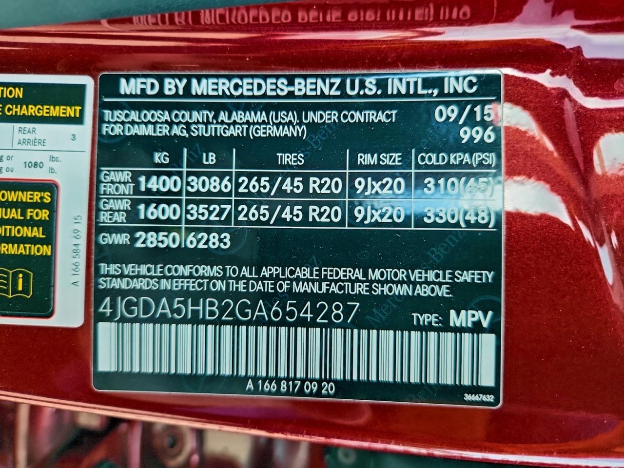 2016 Mercedes-Benz Gle 350 4Matic VIN: 4JGDA5HB2GA654287 Lot: 94470415